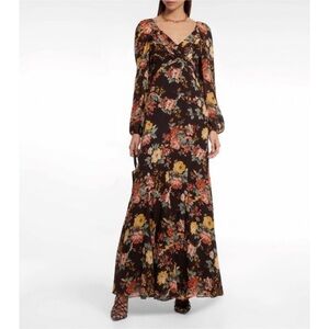 green emerald velvet dress Veronica Beard Akara Silk Maxi Dress | Black Multi main image 0